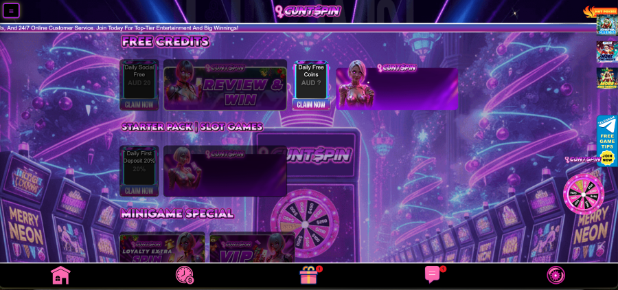 Cuntspin loyalty extra spin and VIP tier program banners